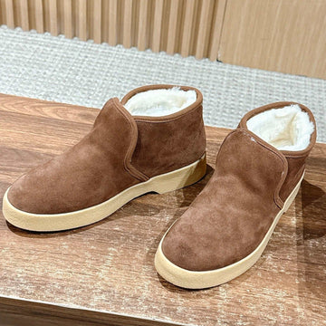 Miu Miu 25 Slip-On Boot Brown Mix White Suede Wool 553705