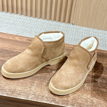 Miu Miu 25 Slip-On Boot Light Brown Mix White Suede Wool 553706
