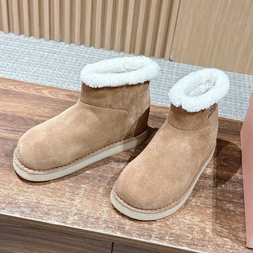 Miu Miu 25 Boot Light Brown Mix White Suede Wool 553709