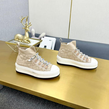 Walk'n'dior Sneaker In Nude Beige Mix White Wool And Cowhide 111927