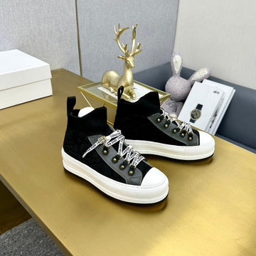 Walk'n'dior Sneaker In Black Mix Grey Wool And Cowhide 111931