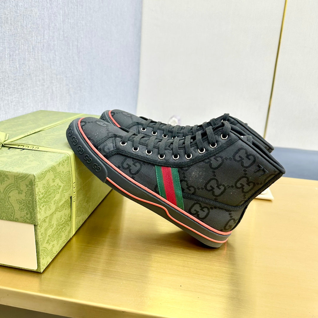 GG Tennis 1977 High-Top Trainer Jet Black Canvas
