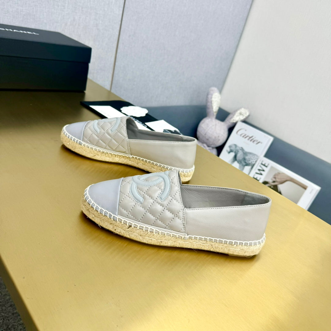 Espadrilles Smoke And Silver Gray Calfskin
