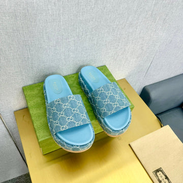 GG Platform Slide Sandal Sky Canvas