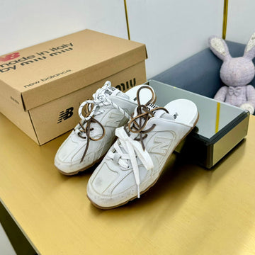 Miu X Nb 530 Sl Mules White Leather 855113