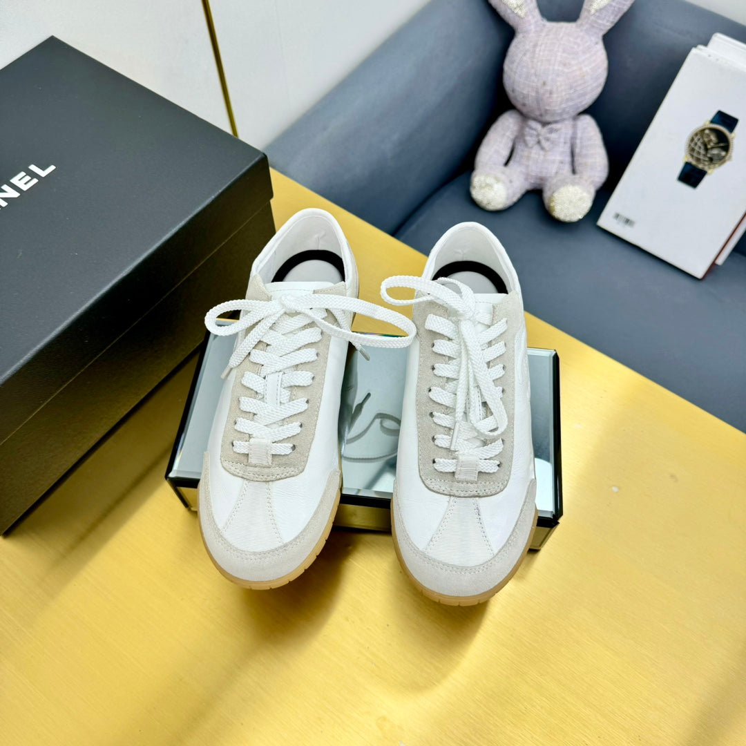 CC Sneaker In White Calfskin And Suede
