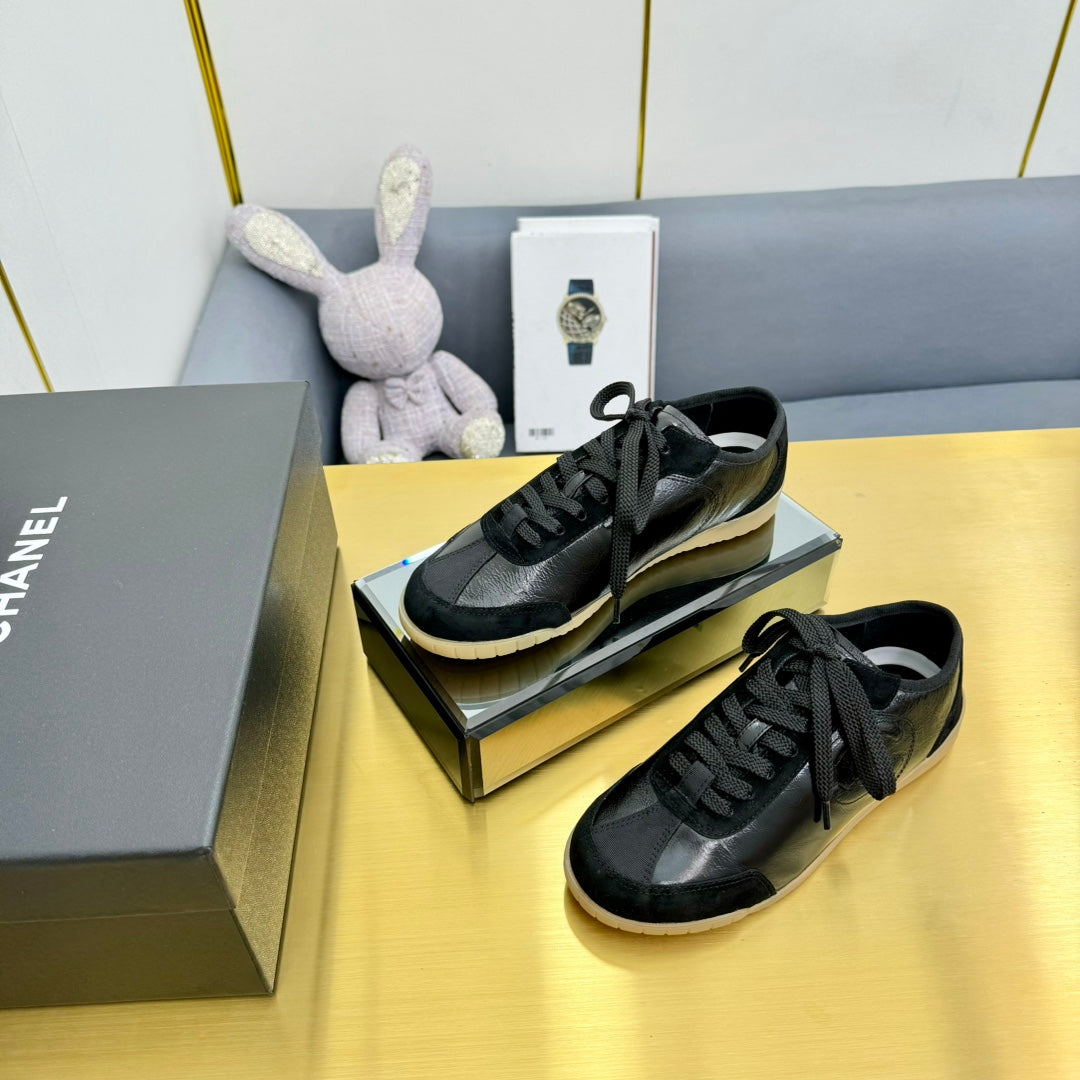 CC Sneaker In Black Calfskin And Suede