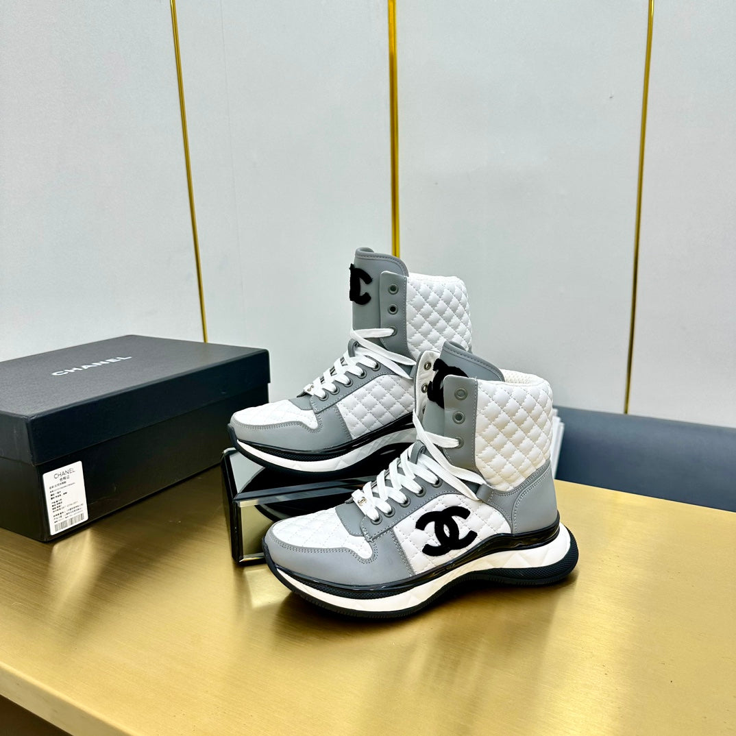 Athletic Shoes In White Mix Ash Gray Calfskin
