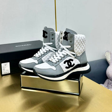 Athletic Shoes In White Mix Ash Gray Calfskin