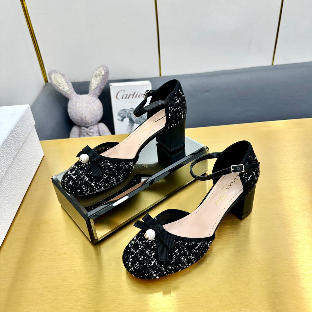 CD Ballet Slingback Pump 50MM In Black Tweed And Lambskin 111018