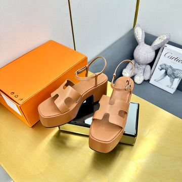 Hm Platform Slingback Brown Calfskin 370755