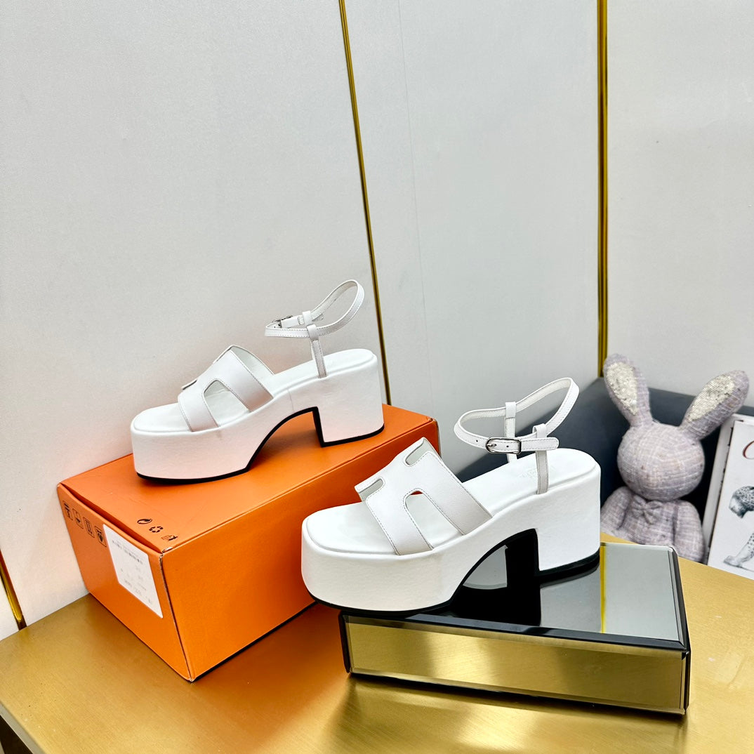 Hm Platform Slingback White Calfskin 370756