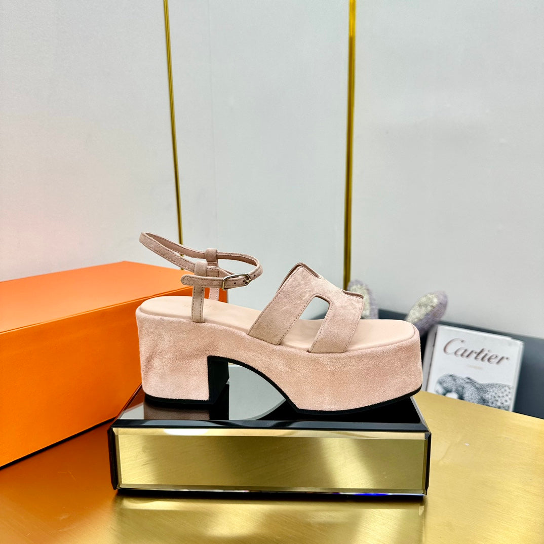 Hm Platform Slingback Pink Suede 370761