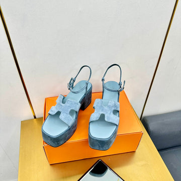 Hm Platform Slingback Blue Suede 370763