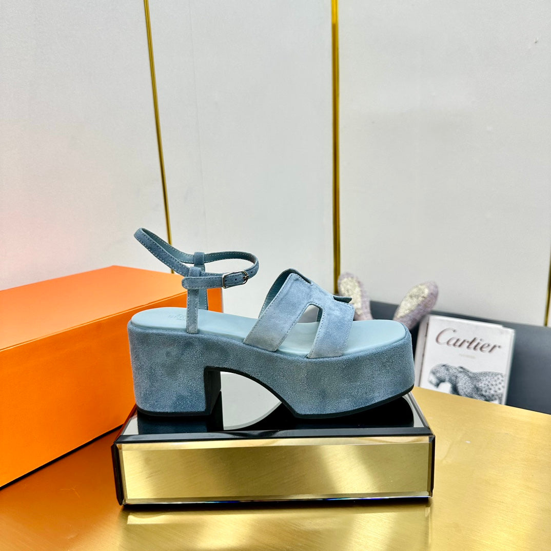 Hm Platform Slingback Blue Suede 370763