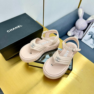 Grosgrain Sandal In Nude Beige Lambskin