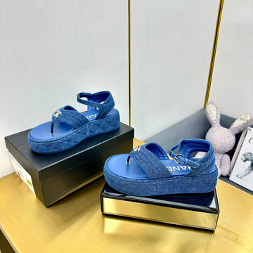 Grosgrain Sandal In Cobalt Blue Fabric