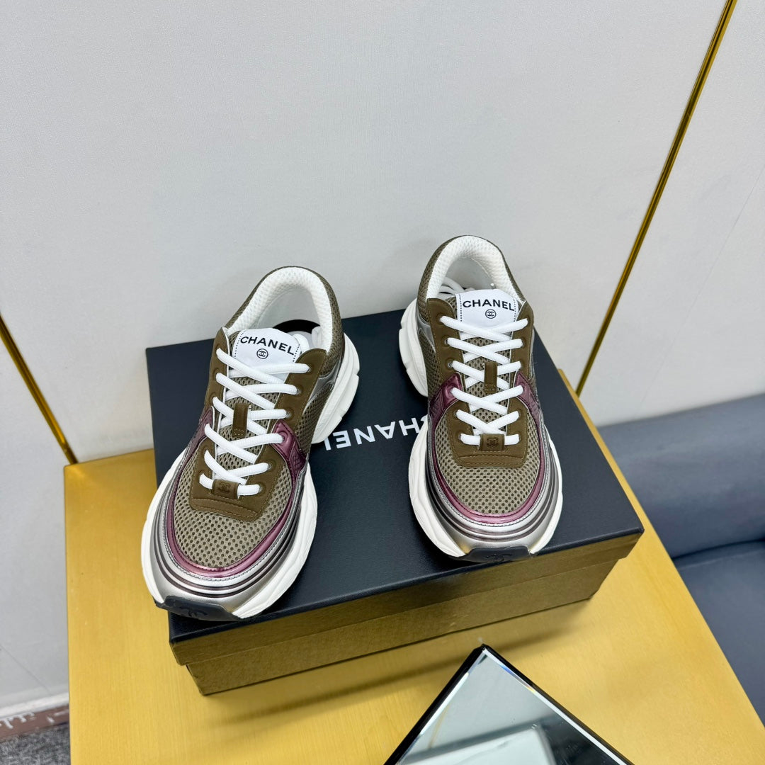 Dad Sneaker In Colorful Calfskin And Breathable Mesh