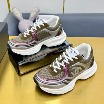 Dad Sneaker In Colorful Calfskin And Breathable Mesh