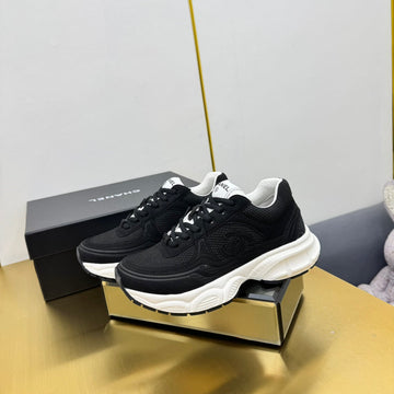 Dad Sneaker In Black Suede And Breathable Mesh