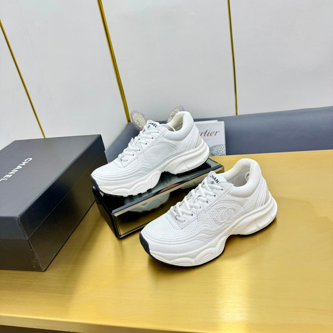 Dad Sneaker In White Suede And Breathable Mesh