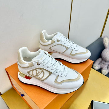 Neo Run Away Sneaker In White Mix Gold Calfskin
