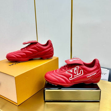 LV 25C Sneaker LV Footprint Soccer Rouge Cuir De Veau Uni 219934