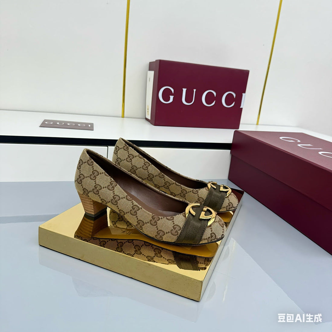 GG Fw 25 Ballet Flat Brown GG Monogram Canvas C564714