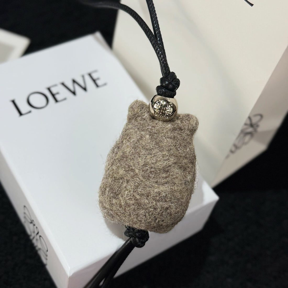 Loewe Animal Charm Gray Felt And Calf