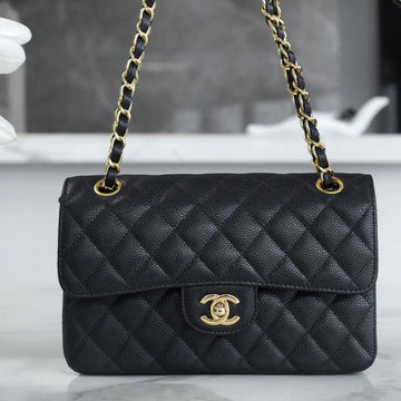 Classic Flap 23 Black Caviar Gold Hardware