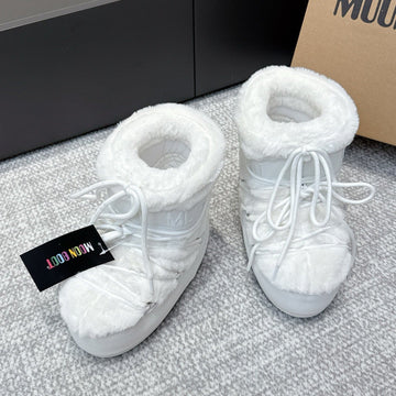 Moon Boot Icon Low Fur White Leather Faux Fur 515593