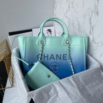 CC Shopping Bag 34CM Blue Tiffany Blue Calfskin Silver Hardware