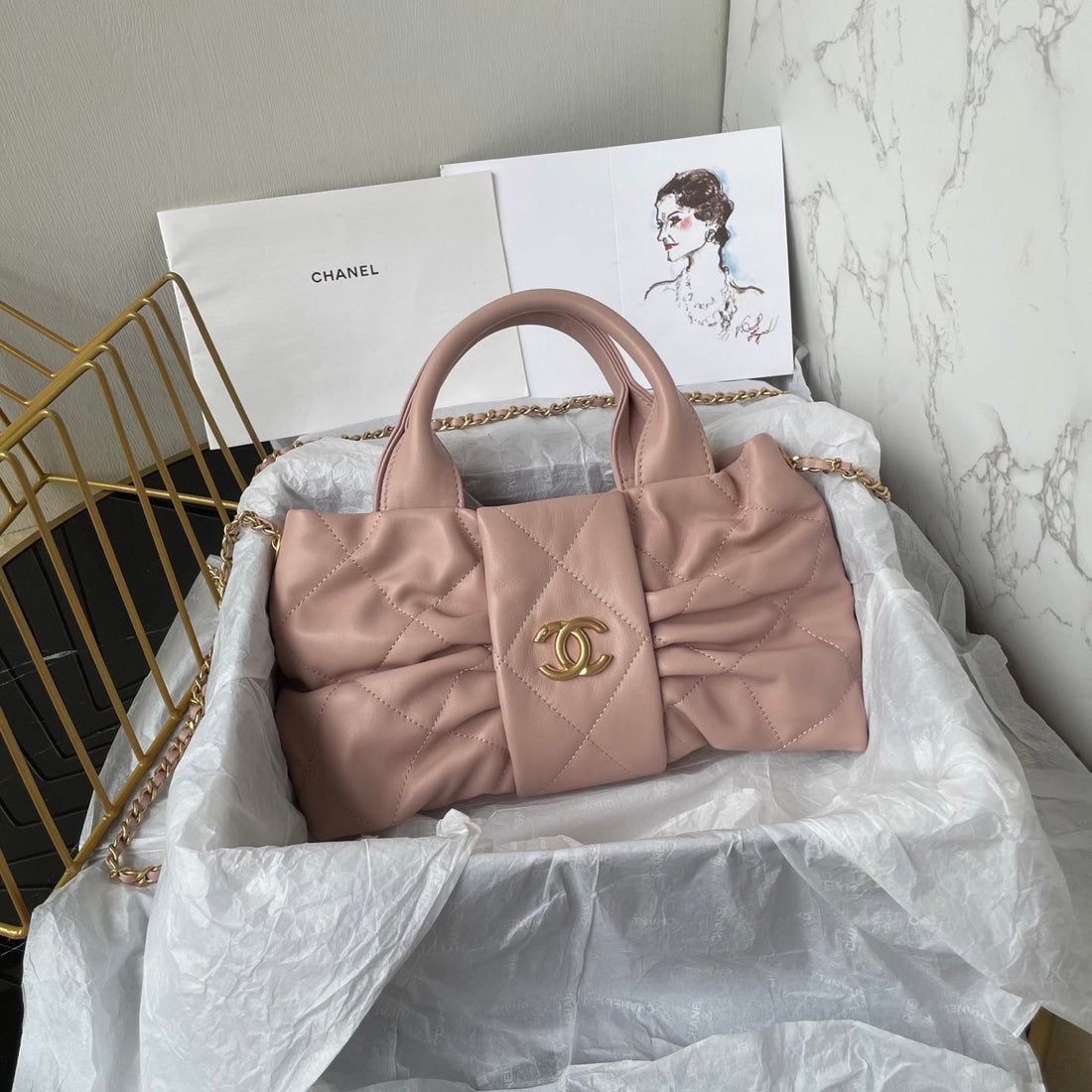 CC 25K Mini Bow Bag 26CM Pink Calfskin