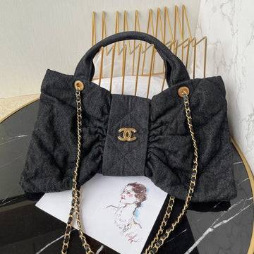 CC 25K Bow Bag 38CM Black Denim
