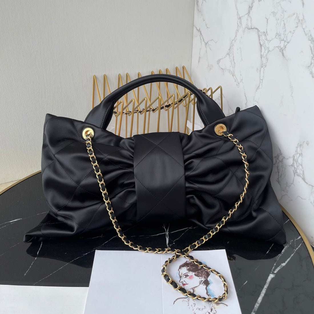 CC 25K Bow Bag 38CM Black Canvas
