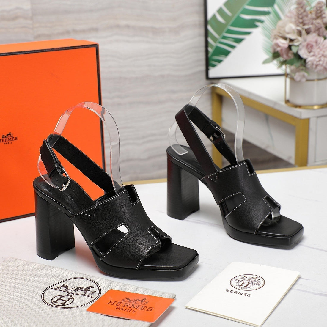 Eris 95 Sandal Black Calfskin
