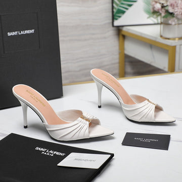 Sl Babylone Mules 10 White Smooth Calfskin