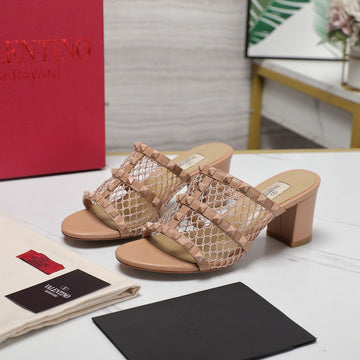 Women's Black Rockstud Desert Sand Mesh Slider Sandal With Matching Studs 65 Mm