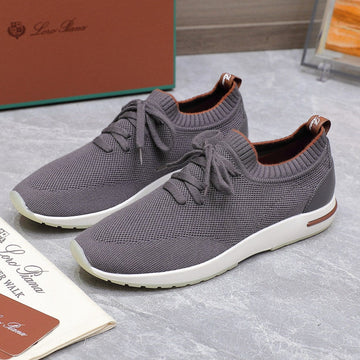 Lp Lady Flexy Walk Sneaker Dark Gray Wool And Calfskin 310449