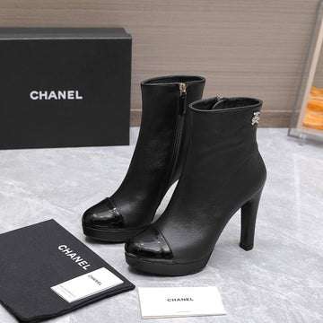 CC Platform Ankle Boots 100MM Black Lambskin 425878