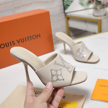 LV 6AM Mule 90MM Ivory Grained Calf Leather 456148