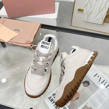 Miu Tyre Sneakers White Suede Technical Fabric 456329