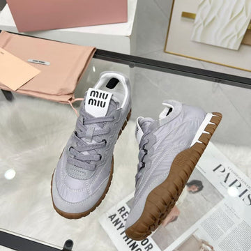 Miu Tyre Sneakers Grey Suede Technical Fabric 456330