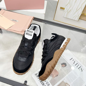 Miu Tyre Sneakers Black Suede Technical Fabric 456333