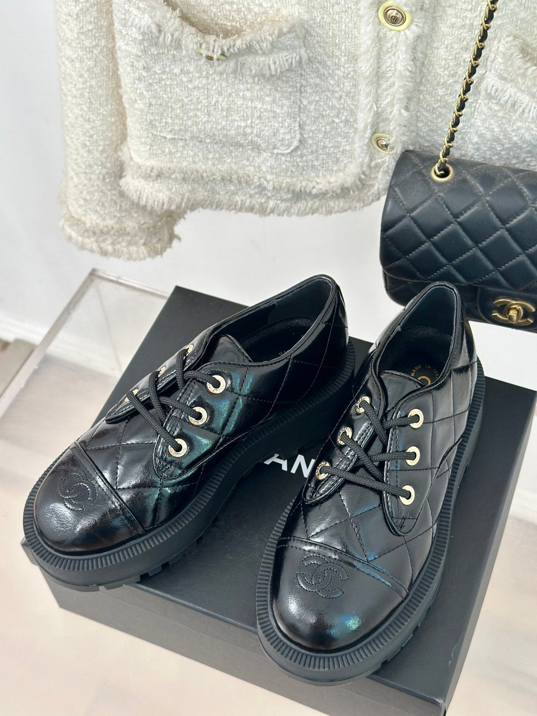 CC Classic Sneaker 50MM Glossy Black Quilted Calfskin