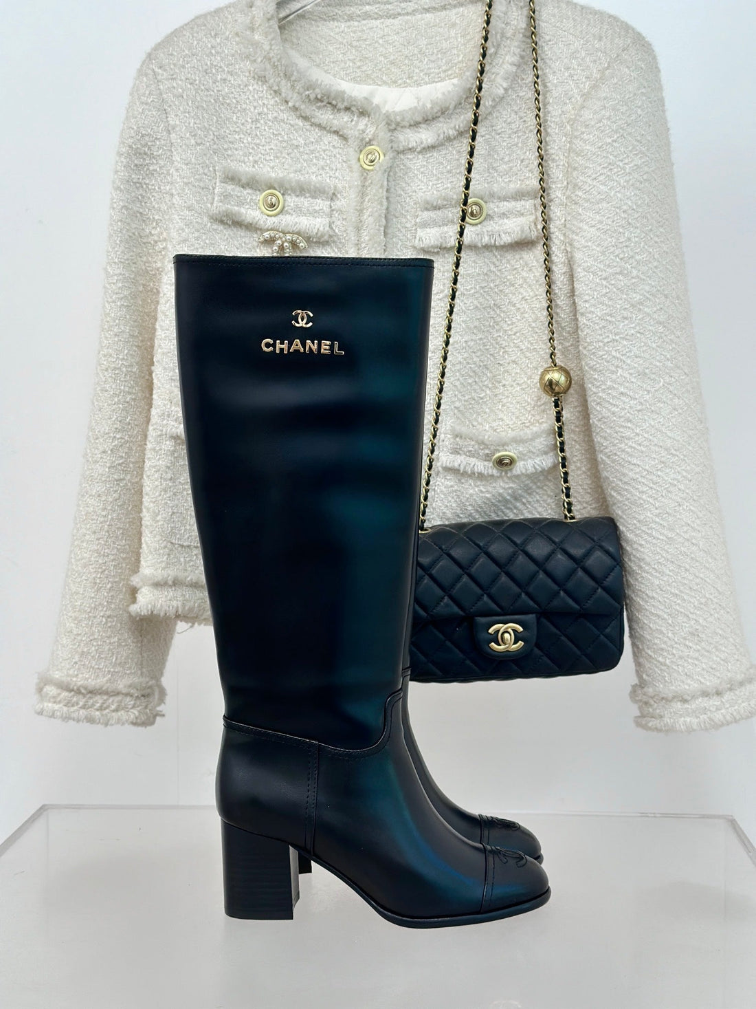 CC High Boots 70MM Black Print Lambskin