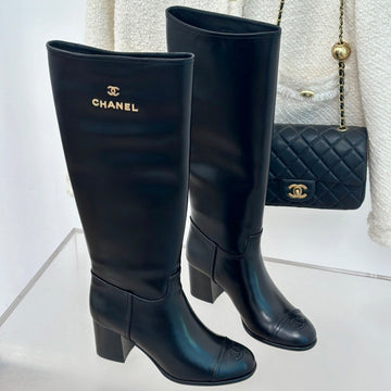 CC High Boots 70MM Black Print Lambskin