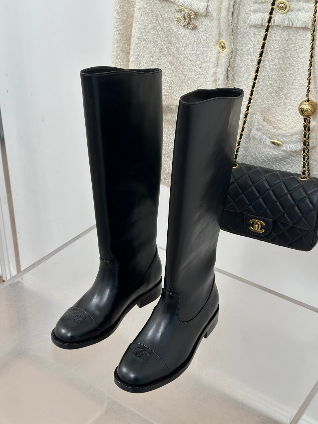 CC High Boots 30MM Black Calfskin