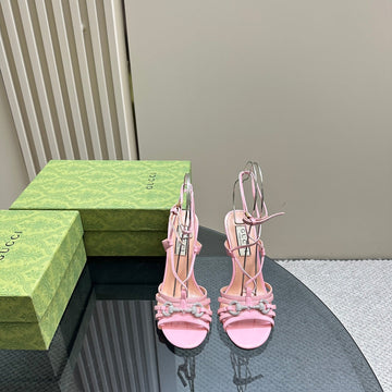 GG Crystal Horsebit Sandal Pastel Pink Lambskin