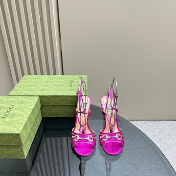 GG Crystal Horsebit Sandal Metallic Purple Lambskin
